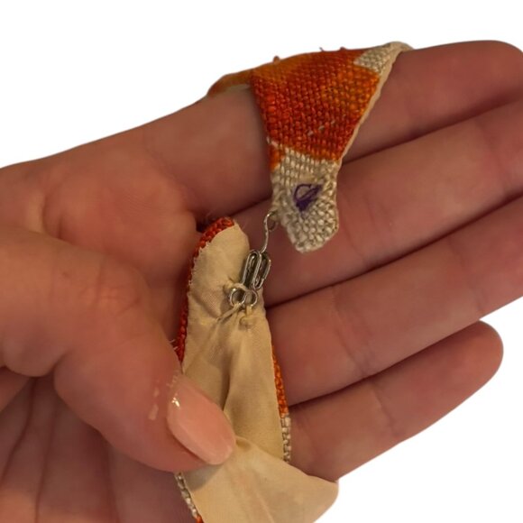 Vintage Handmade Open Back Orange Midcentury Modern Halter Dress - Picture 7 of 8